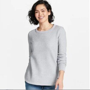 L.L. Bean Women's Signature Brushed-Back Waffle Boatneck Heather Gray - L - NWOT